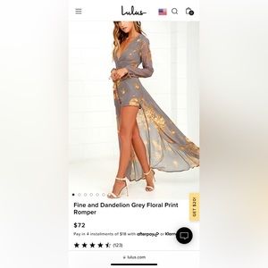 Lulu’s Fine and Dandelion Grey Floral Print Romper